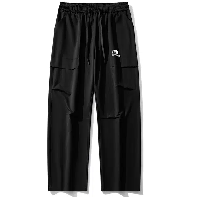 敦煌博物馆 美式复古宽松直筒阔腿中腰舒适纯色简约字母印花百搭透气工装裤 男女同款