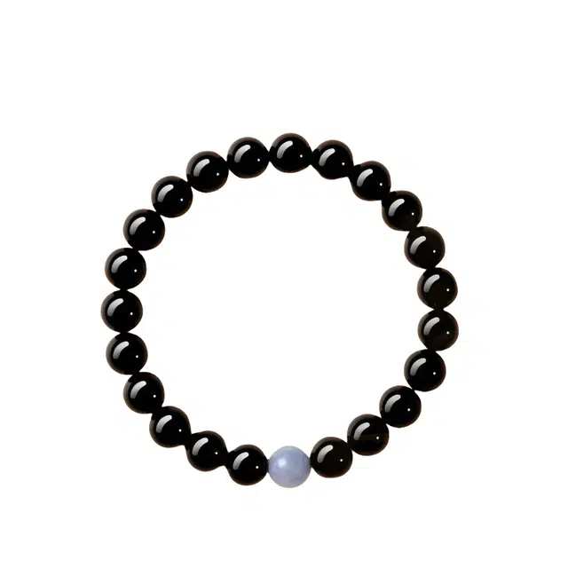 福柚 时尚百搭本命年国潮时来运转否极泰来串珠幸运守护蒸蒸日上事业顺利#好运合成/人造 黑曜石 手串 男女同款情侣款