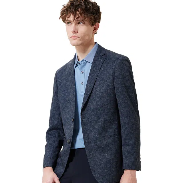 红豆 经典格纹提花挺括有型休闲商务通勤便西单西易打理百搭西装 男款