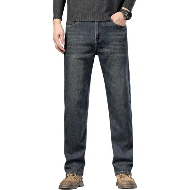 炳盛 弹力休闲潮流百搭直筒宽松长裤秋季牛仔裤 男女同款