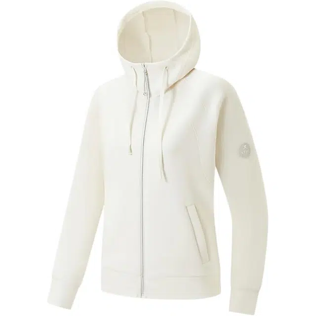 特步 纯色连帽舒适休闲开衫百搭卫衣 女款