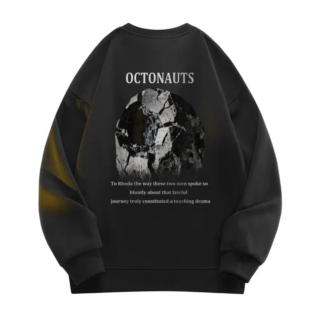 海底小纵队 美式高街流沙陨星创意字体品牌印花宽松休闲舒适透气纯棉无性别学院风日常通勤圆领套头长袖卫衣 男女同款