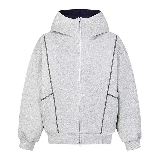 艾梵斯贝 美式复古潮流小众设计感解构拼接字母印花无性别高街风日常通勤百搭个性街头宽松休闲连帽卫衣 男女同款