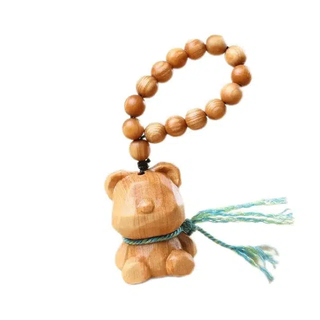 卡莱茵 好运新中式无脸熊佛珠文艺民族风 经典简约 富贵轻奢 通勤百搭好运 木 挂件 男女同款情侣款