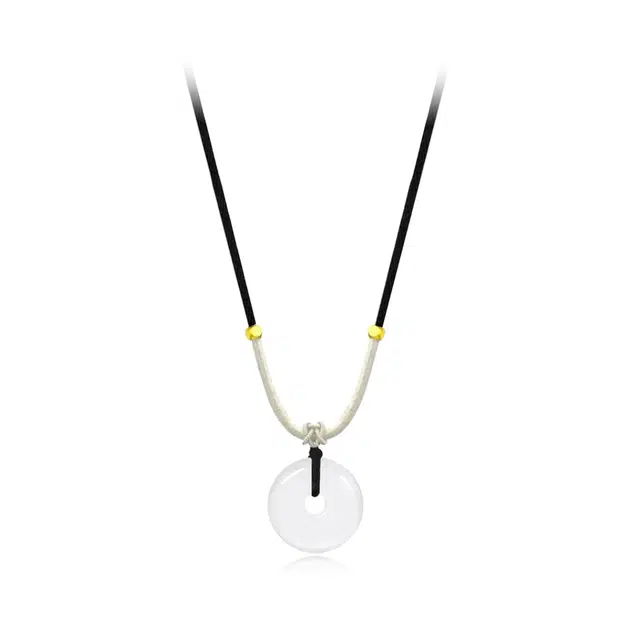 凤祥囍事 老凤祥 福运圆满平安扣国潮新中式复古风 转运招财纳福百搭显气质优雅编织绳可调节锁骨链 #好运 玉髓 项链 男女同款情侣款