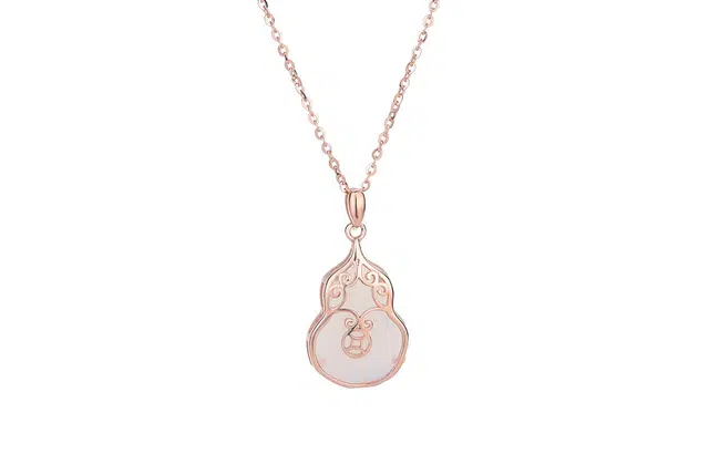 好银坊 葫芦祥云轻奢小众复古锁骨链项饰#好运天然 玉髓 项链 女款