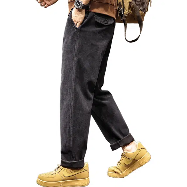 路杰邦 高端裤男秋季美式潮牌宽松直筒时尚百搭基础百搭锥形工装裤休闲裤 男款