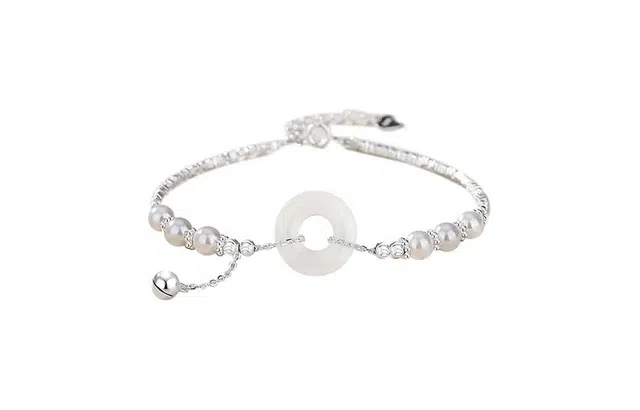 百利金 碎银几两平安扣 国潮复古新中式平安纳福吉祥如意简约精致经典百搭小众设计可调节转运珠手饰#好运 玉髓 手链 男女同款情侣款