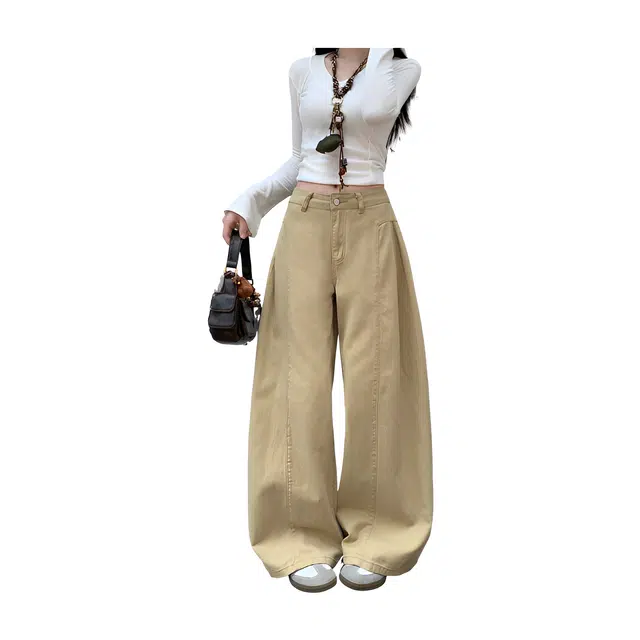 荟萃阁 百搭阔腿通勤牛仔裤 女款