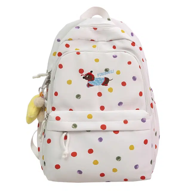 草丛喵喵喵 可爱腊肠狗波点高颜值 尼龙 双肩包 大号 女款 多色