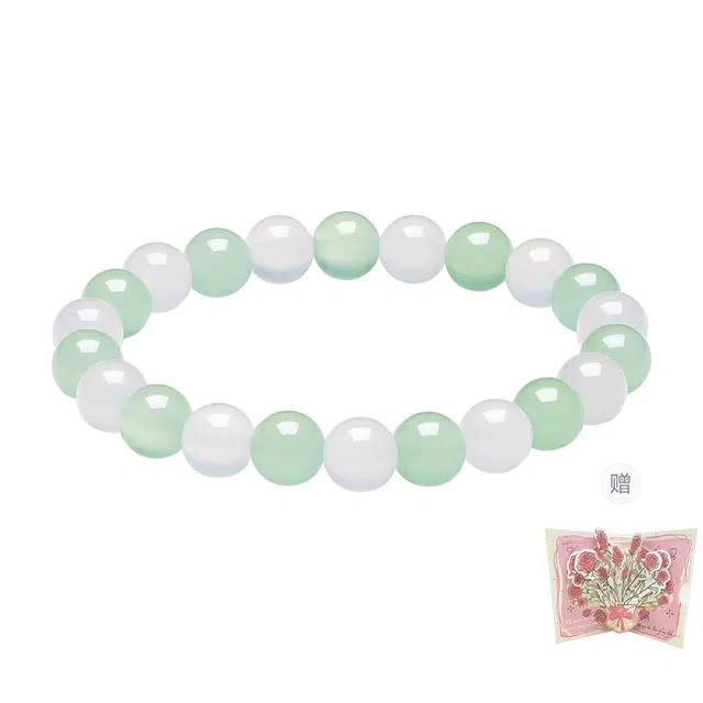 世纪缘珠宝 青峦烟棠清新温柔多巴胺色系转运路路通 玉髓 手串 女款