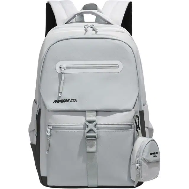 單倉 撞色设计通勤百搭学院风背包初高中学生大容量轻便耐磨书包 牛津布 双肩包 常规 男女同款情侣款 蓝色/卡其色/浅灰色/黑色/深灰色