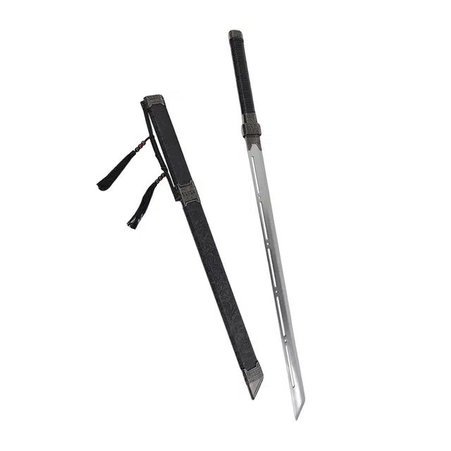 天字号 寒锋唐横刀 高锰钢镂空刀身锌合金装皮绳绕木手柄刀剑 其他静态模型