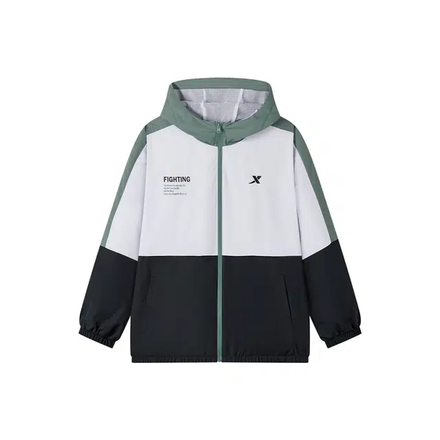 特步 拼接连帽长袖夹克外套 儿童款