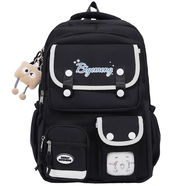 蔻蒂熊 高颜值轻便背包女生男生电脑简约个性时尚大容量 涤纶 双肩包 常规 青少年 白色/黑色/粉色/蓝色