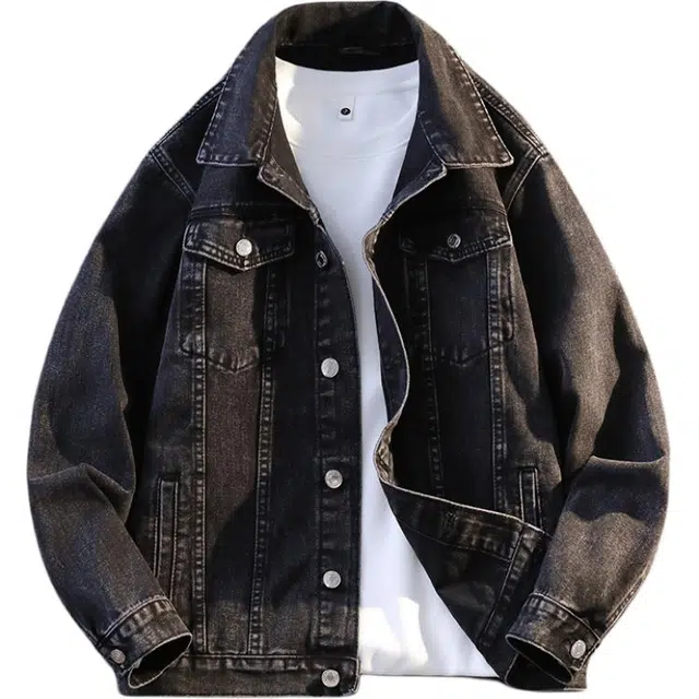 百胜狐 百胜狐高街牛仔外套春秋季美式水洗做旧男复古潮牌百搭休闲夹克 男款