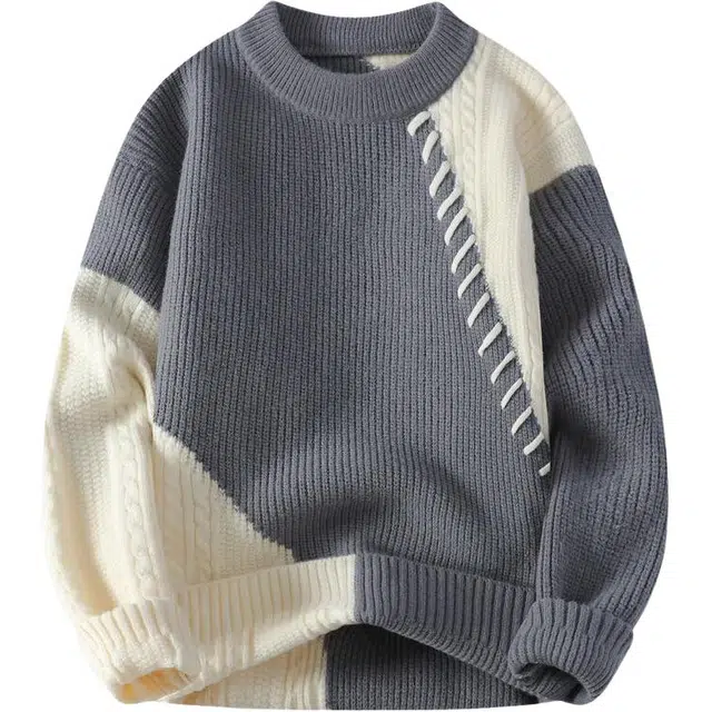 太子龍 个性秋冬季圆领潮牌提花打底衫针织衫 男女同款