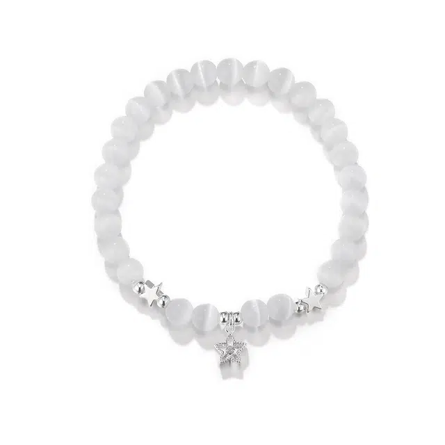 珂里 温柔优雅清透星星女生轻奢设计小众清冷感百搭弹力绳手饰 琉璃 手链 女款