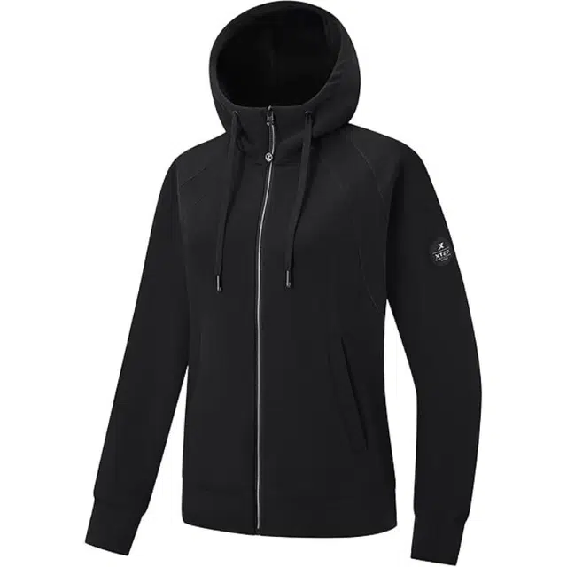 特步 连帽舒适纯色休闲开衫百搭卫衣 女款