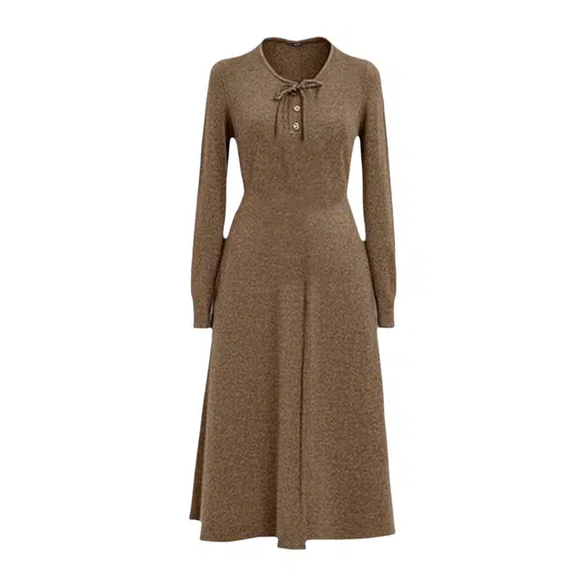 潞优野 时尚舒适通勤简约百搭长袖连衣裙 女款