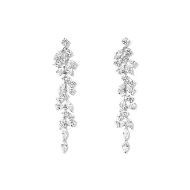 阿葱饰品 立体流苏蔓藤耳坠 轻奢精致微镶优雅气质小众独特百搭高级感耳钉耳饰清新时尚感 合金 耳环 女款