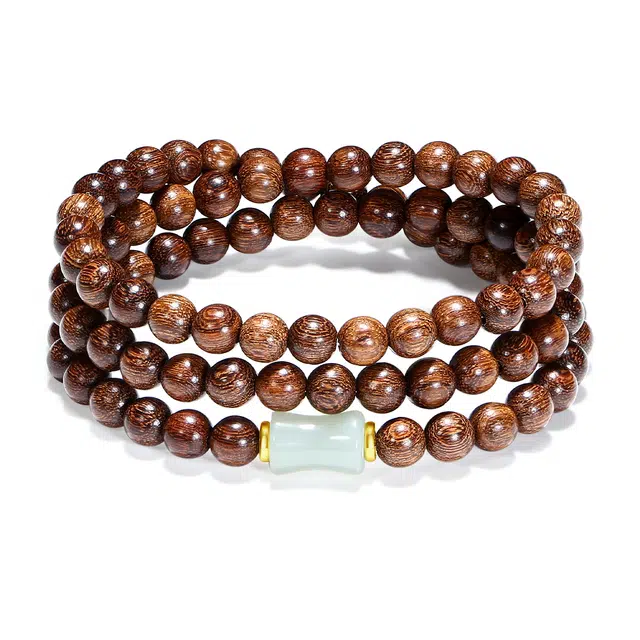 【普陀山官方已过香】 普陀山文创 盘玩禅意古风节节高升文玩佛珠复古念珠好运 金丝檀木 手串 男女同款情侣款