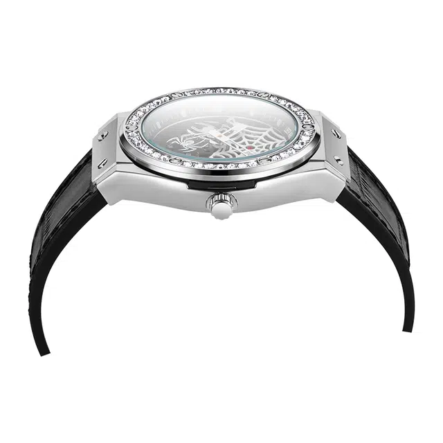 LIBER AEDON Quartz Leather Strap Watch Black Dial