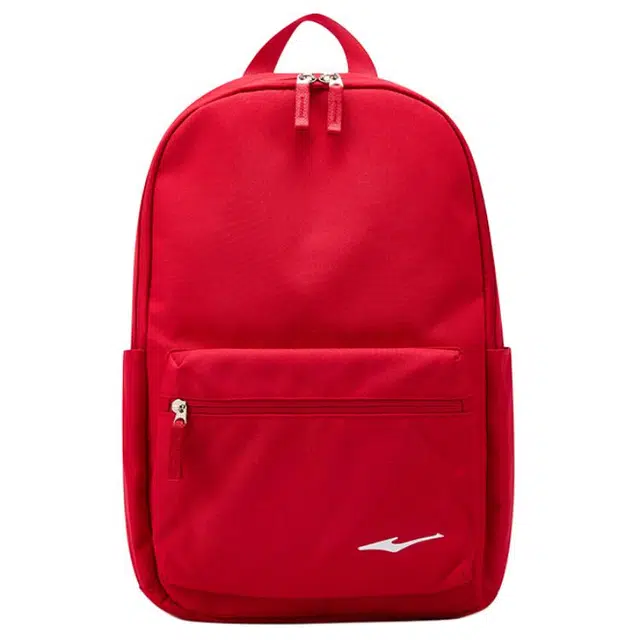 鸿星尔克 书包大学生上课通勤纯色百搭休闲简约大容量 纺织织物 双肩包 常规 男女同款情侣款 釉红