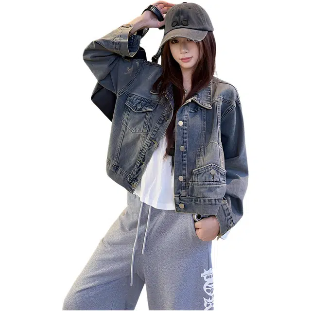 荟萃阁 舒适百搭简约长袖牛仔外套 女款