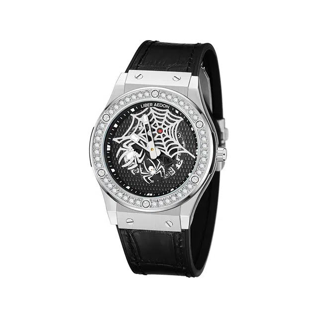 LIBER AEDON Quartz Leather Strap Watch Black Dial