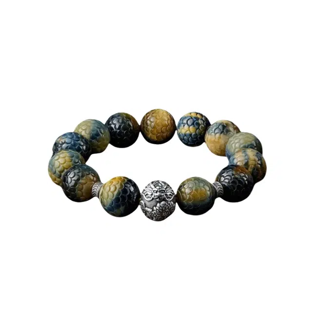 宣华意 国潮新中式时尚轻奢高端 文玩佛珠盘玩 生肖龙转运珠手把件 招财纳福#好运 虎眼石 手串 男女同款情侣款