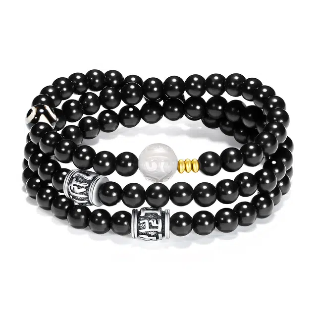 【普陀山官方已过香】 普陀山文创 新中式国潮复古民族风前程似锦回纹珠小众设计高级感转运必备多圈叠戴佛珠#好运 黑檀 手串 男女同款情侣款