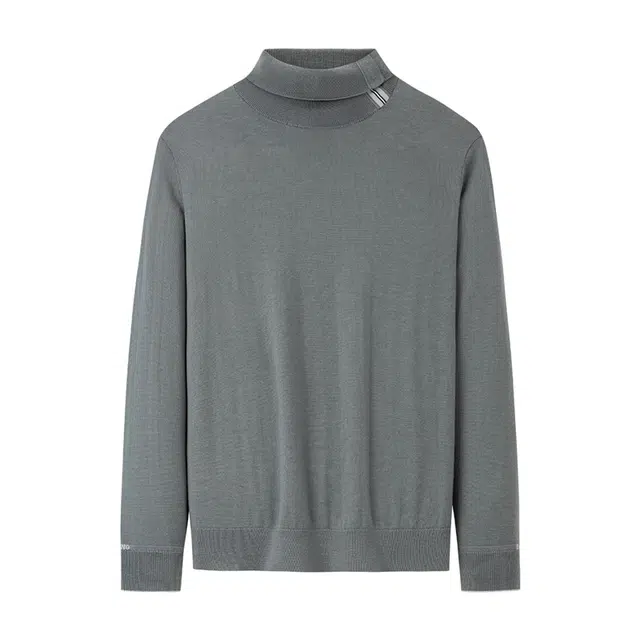 与狼共舞 纯羊毛时尚纯色简约高领防风舒暖亲肤户外休闲打底针织毛衣 男款