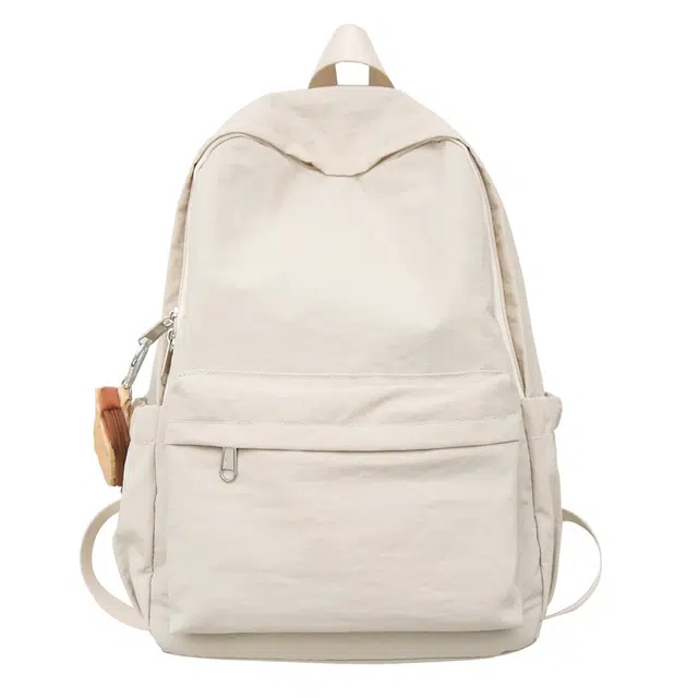 蔻蒂熊 高中生大学生背包女孩简约轻便大容量时尚百搭 涤纶 双肩包 常规 青少年 白色/黑色/紫色/卡其色/蓝色