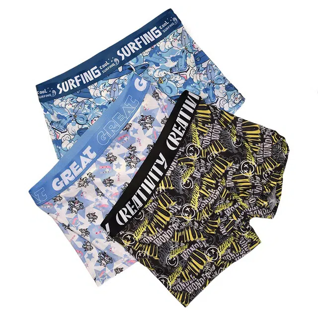 潞优野 高级感轻奢冰丝凉感薄款中腰个性潮流可爱舒适透气大码休闲吸汗秋季平角内裤 男款