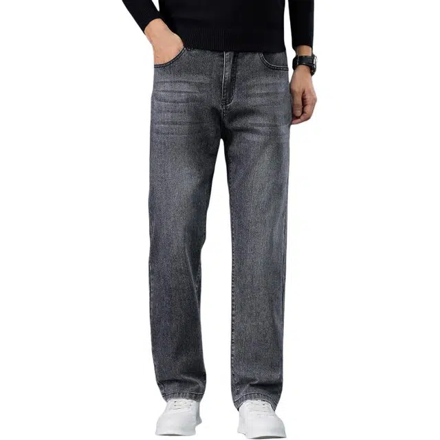 太子龍 美式弹力宽松直筒水洗复古潮流休闲长裤牛仔裤 男款