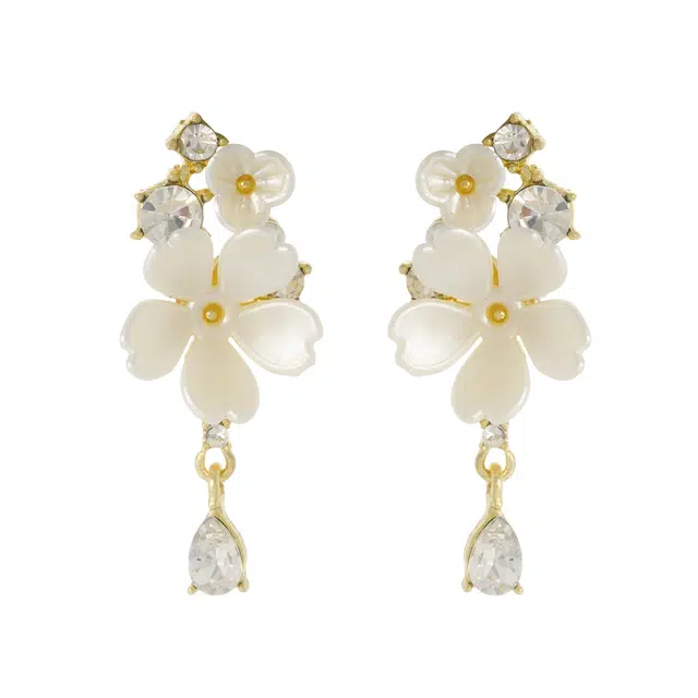 澜耀 花漾晴光 层叠铃兰花朵 法式清新甜美小众高级感 铜合金 耳环 女款