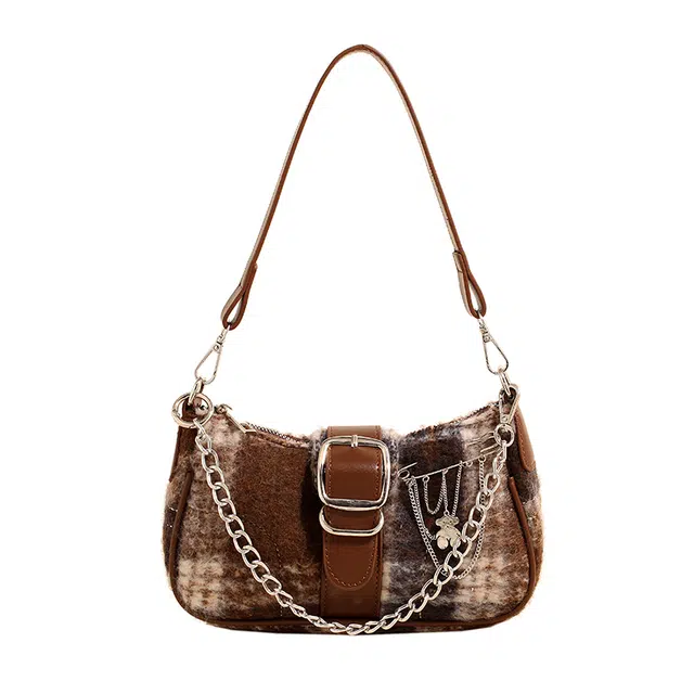 森马 小众设计百搭日常通勤高级感复古 呢子 单肩包 女款 多色