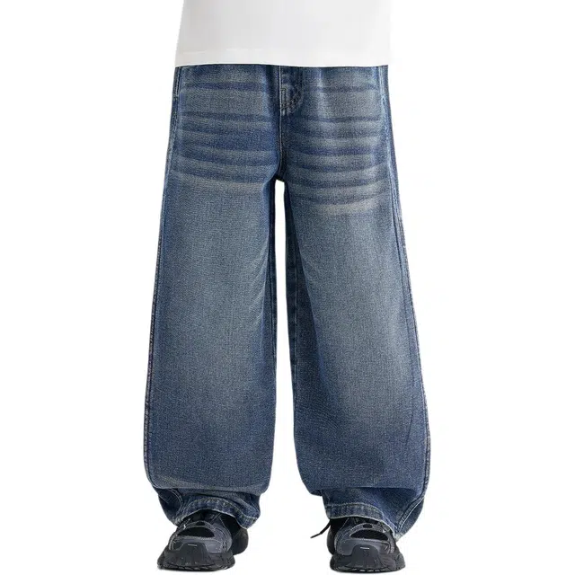 左西牛仔裤 美式复古水洗 固色工艺 耐磨高弹透气百搭弯刀裤 廓形工艺 儿童款