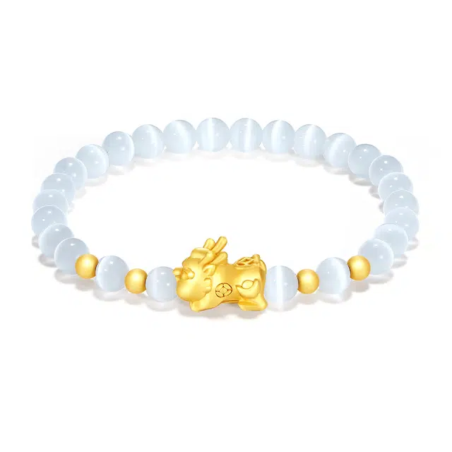 【普陀山官方已过香】 普陀山文创 招财貔貅精致轻奢复古新中式吞金兽八方来财简约大方时尚百搭#好运 玻璃猫眼 手串 男女同款情侣款