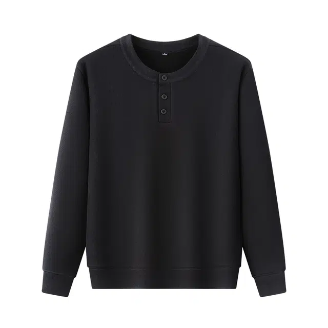 红豆 基础款纯色亨利领休闲百搭简约舒适卫衣 男款