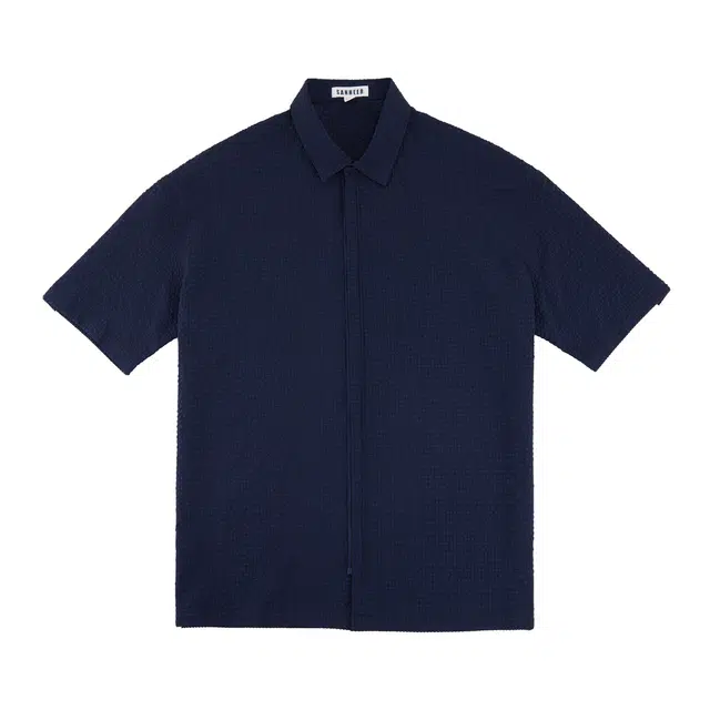 丹宁哲学 高档舒适泡泡纱面料纯色短袖基础大众衬衫 男款