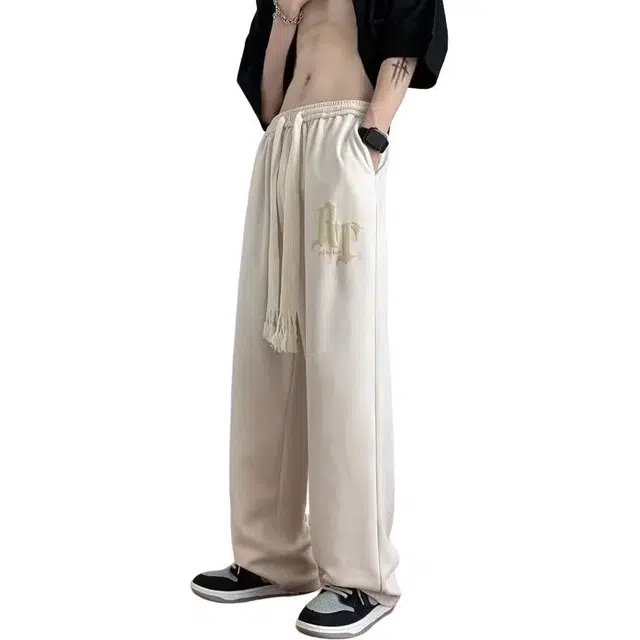 大格子与黑猫 裤子秋季宽松夏季长裤直筒拖地潮流高街百搭美式复古阔腿裤休闲裤 男款