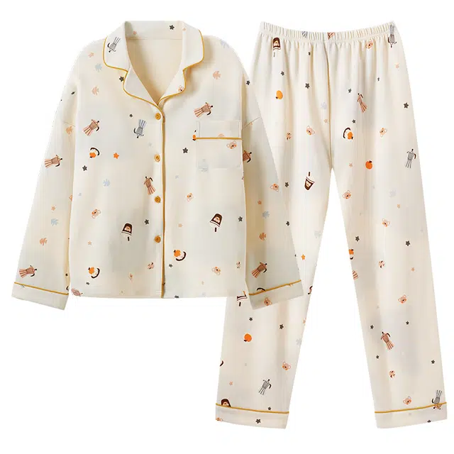 顶瓜瓜 带胸垫夏季女简约可爱卡通小甜点印花休闲亲肤宽松家居服睡衣套装 女款