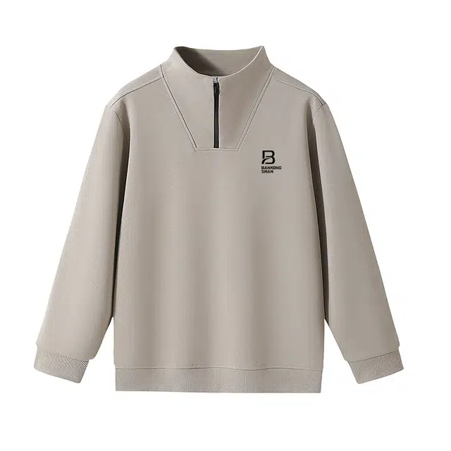 半空山 港风重磅华棉半拉链纯色立领解构设计感搭配王者宽松时尚休闲上衣卫衣 男女同款