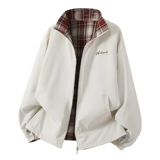 红蜻蜓 美式高街数字字母印花宽松百搭舒适防风防水休闲棒球服双面穿连帽夹克外套 男女同款