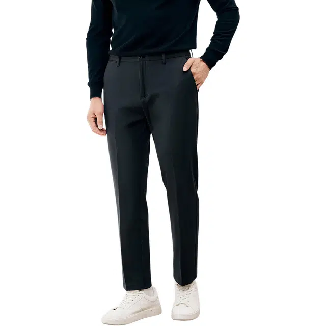 丹宁哲学 磨毛厚款抗皱纯色商务绅士中腰长裤休闲裤 男款