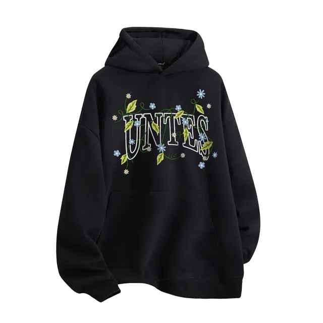 物质公式 重磅美式复古高街潮牌手绘趣味植物花卉品牌字母印花设计感舒适潮流时尚宽松纯色简约日常通勤休闲透气百搭长袖连帽卫衣 男女同款