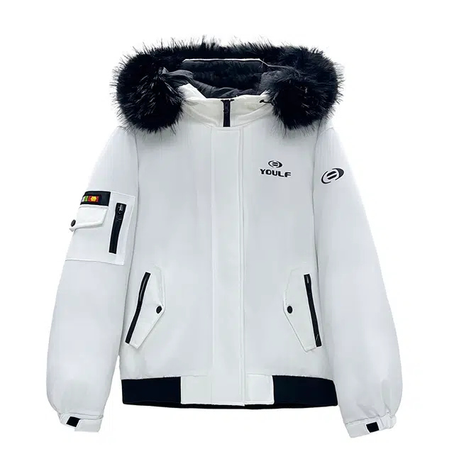 柏黛妃 韩国大毛领工装潮牌加厚派克棉服 女款