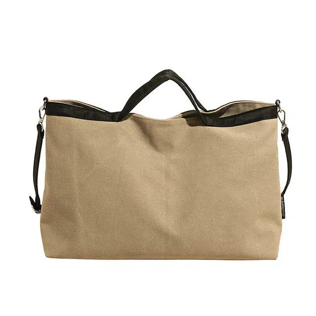 森马 大容量通勤出游时尚托特包秋冬百搭 布料 单肩斜挎手提包 常规 男女同款情侣款 棉麻本色/复古绿色